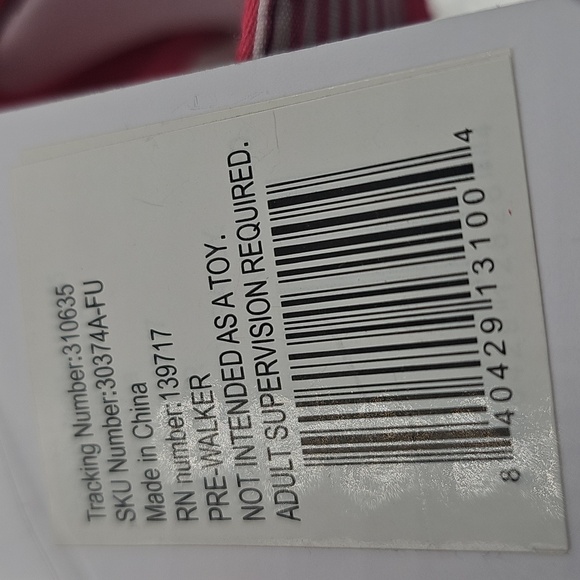 H Baby Brand Cute Little Pink Striped With Bow Mary Jane Shoes Sz 0 - Picture 7 of 8